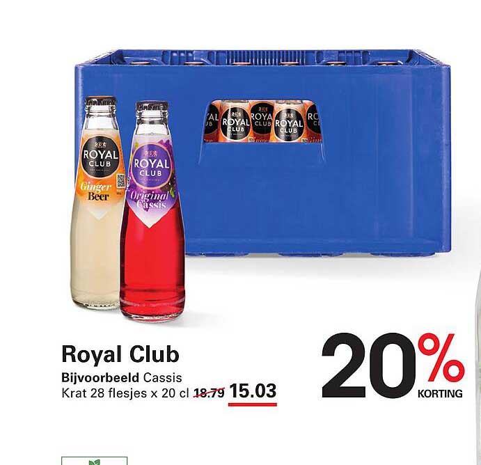 Royal Club Bijvoorbeeld Cassis Krat 28 flesjes x 20 cl 20% KORTING