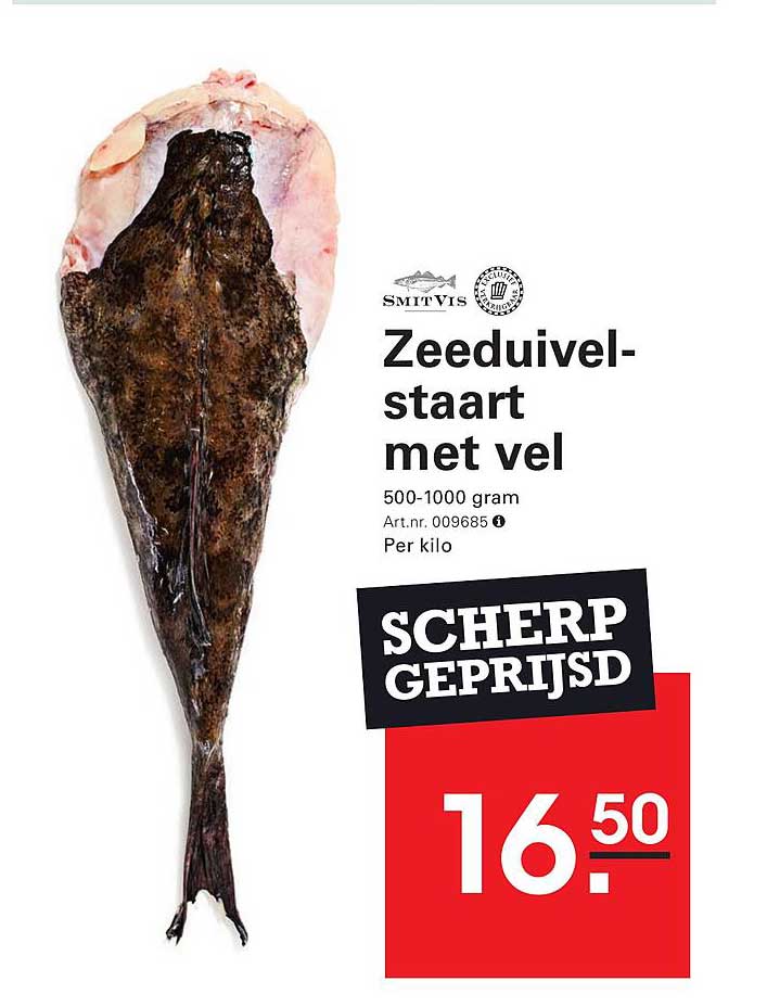 SmitVis Zeeduivelstaart met vel SCHERP GEPRIJSD
