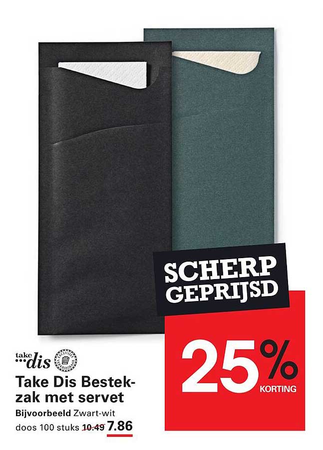 Take Dis Bestekzak met servet 25% korting