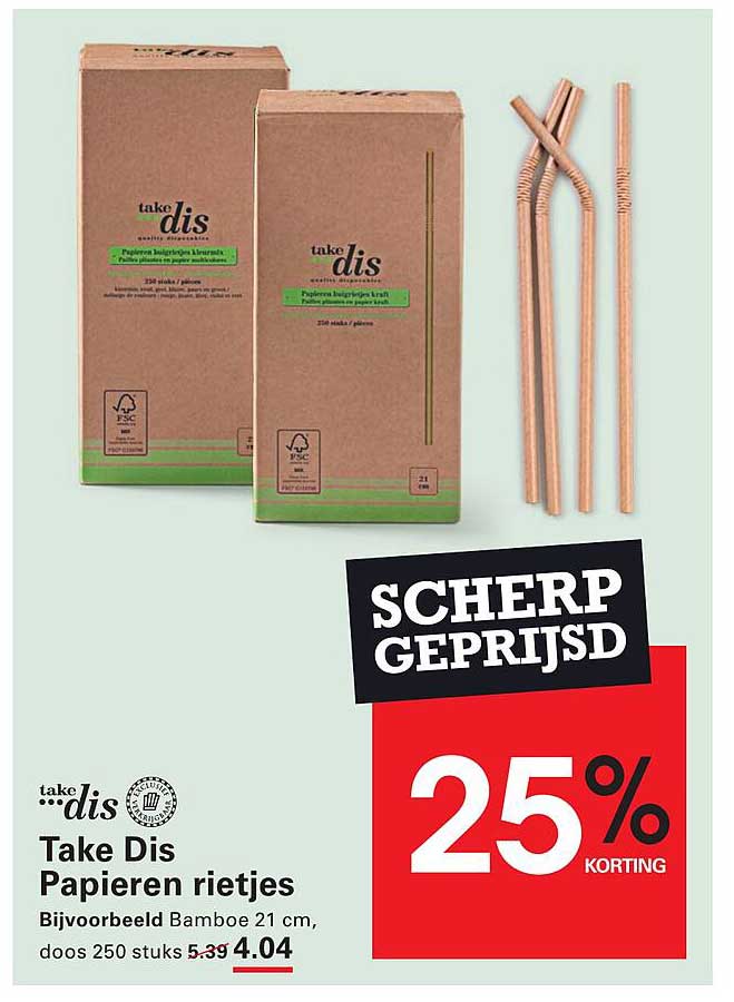 Take Dis Papieren rietjes 25% korting