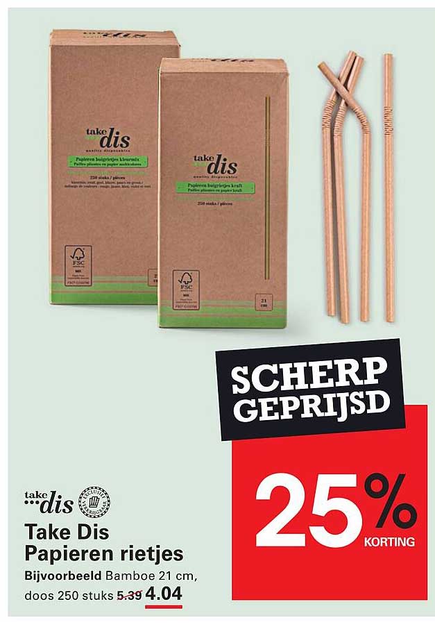 Take Dis Papieren rietjes 25% korting
