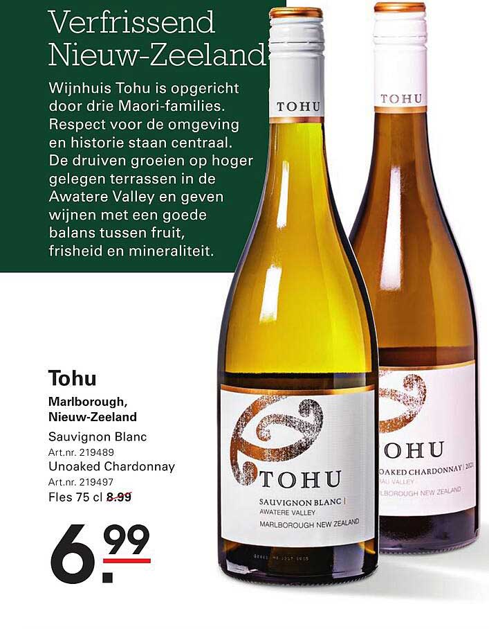 Tohu Marlborough, Nieuw-Zeeland Sauvignon Blanc Unoaked Chardonnay