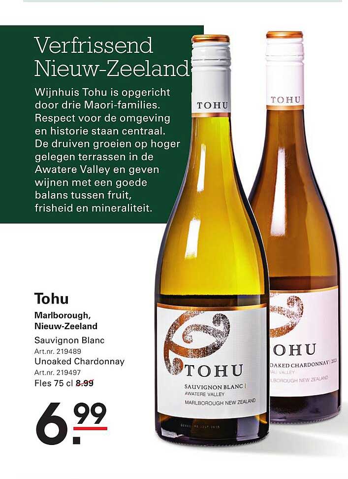 Tohu Marlborough, Nieuw-Zeeland Sauvignon Blanc Unoaked Chardonnay