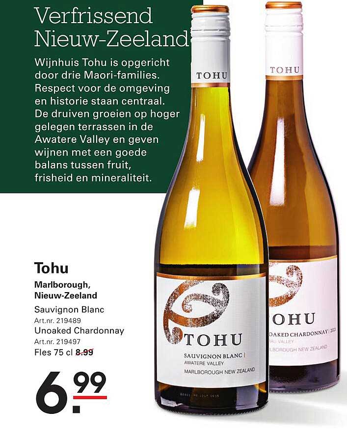 Tohu Marlborough, Nieuw-Zeeland Sauvignon Blanc Unoaked Chardonnay Fles 75 cl