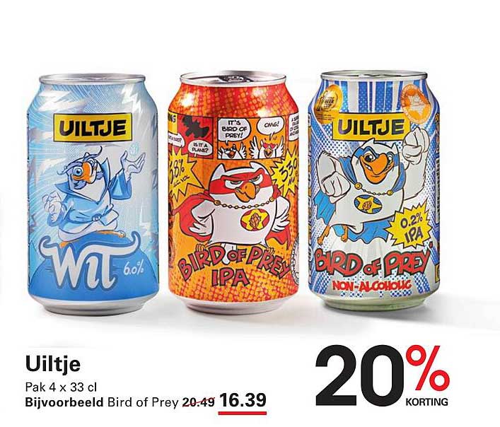 Uiltje Pak 4 x 33 cl Bijvoorbeeld Bird of Prey 20% korting