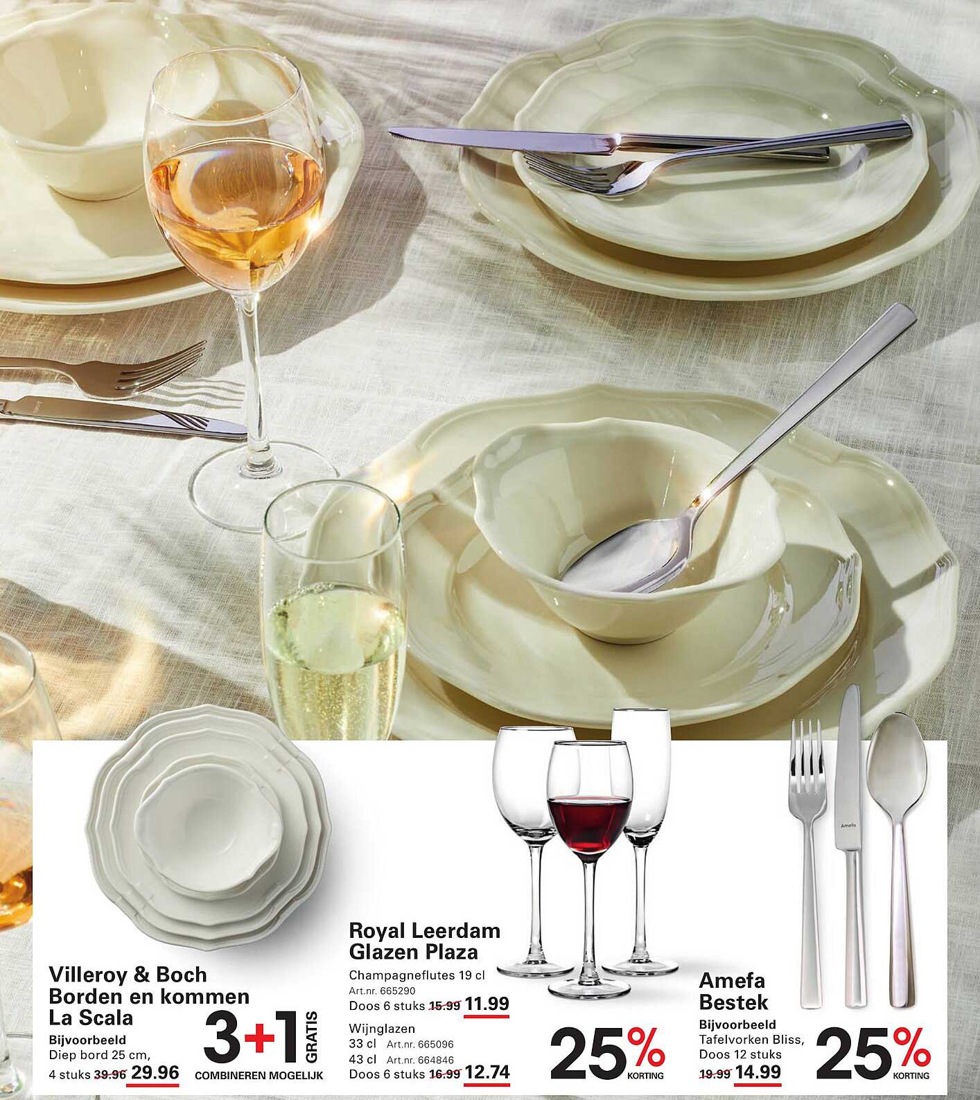 Villeroy & Boch Borden en kommen La Scala 3+1 GRATIS