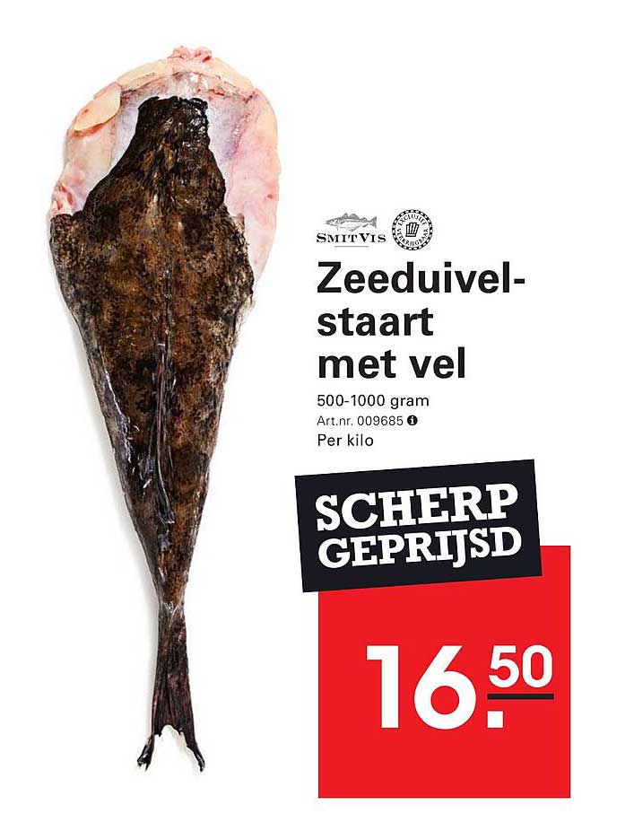 Zeeduivelstaart met vel