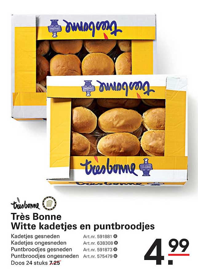 Très Bonne Witte kadetjes en puntbroodjes