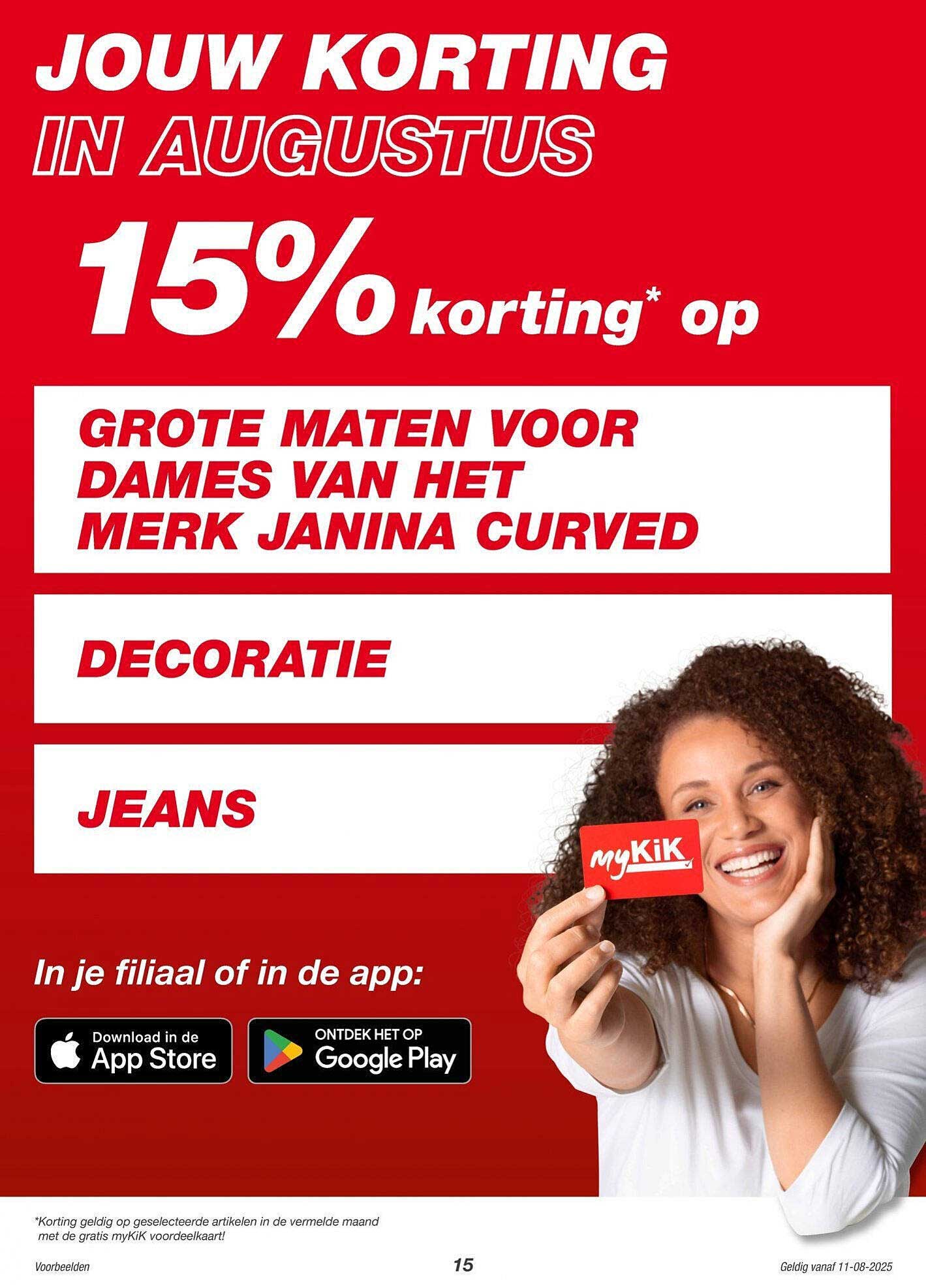 15% korting* op grote maten voor dames van het merk Janina Curved