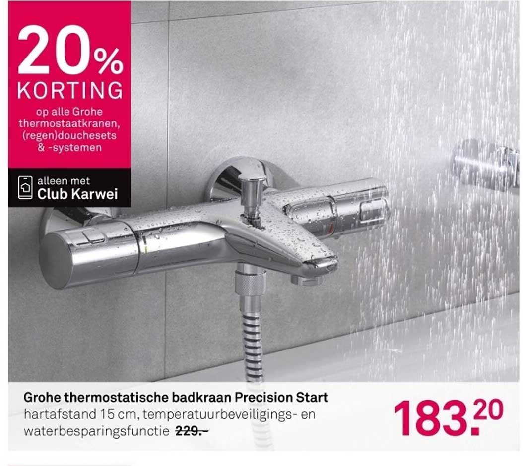 20% KORTING op alle Grohe thermostaatskranen, (regen)douchesets & -systemen