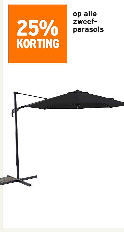 25% korting op alle zweefparasol