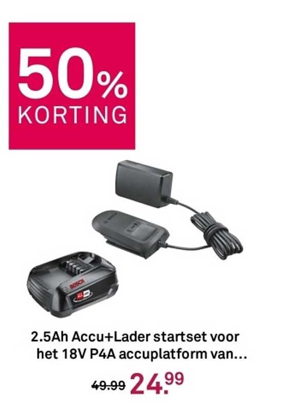 2.5Ah Accu+Lader startset voor het 18V P4A acculatform van...