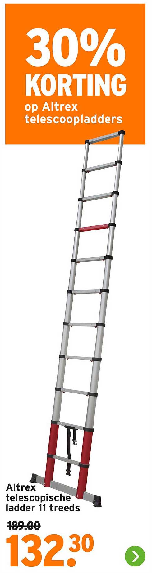 30% KORTING op Altrex telescopladder 11 treden