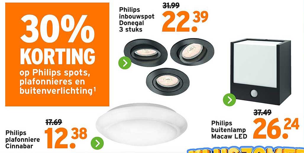 30% KORTING op Philips spots, plafonnières en buitenverlichting