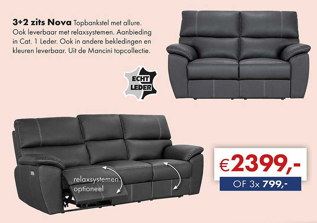 3+2 zits Nova Topbankstel met allure