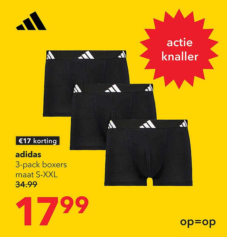 adidas 3-pack boxers maat S-XXL