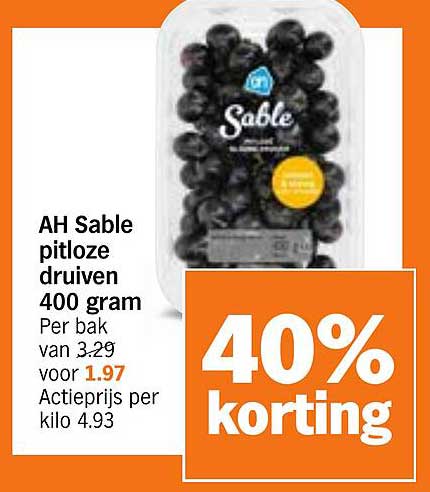 AH Sable pitloze druiven 400 gram