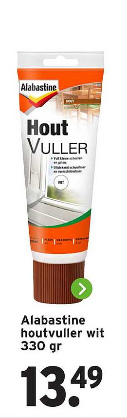 Alabastine houtvuller wit 330 gr