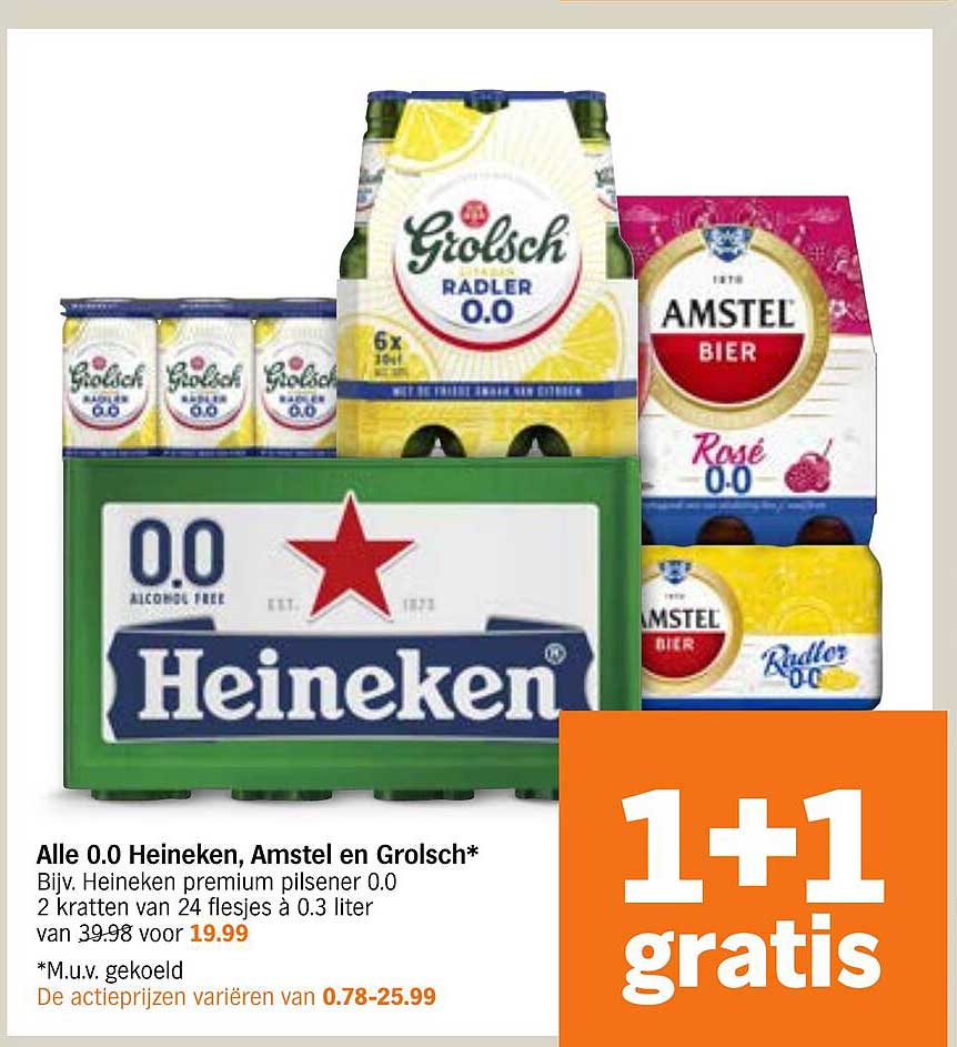 Alle 0.0 Heineken, Amstel en Grolsch*