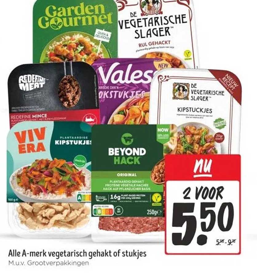 Alle A-merk vegetarisch gehakt of stukjes