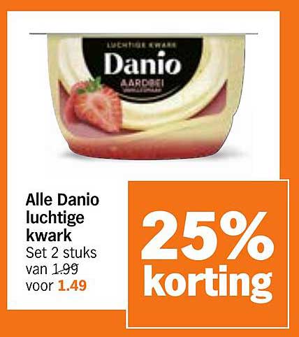 Alle Danio luchtige kwark Set 2 stuks van 1,99 voor 1,49