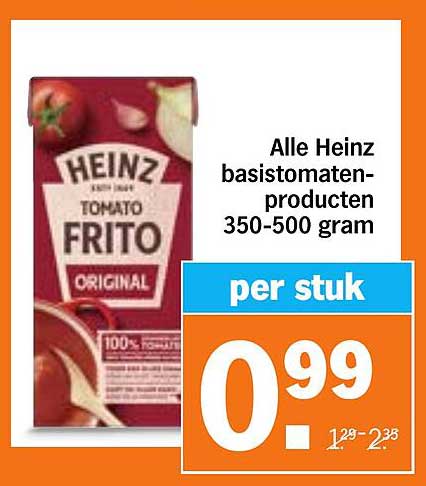 Alle Heinz basistomaten-producten 350-500 gram