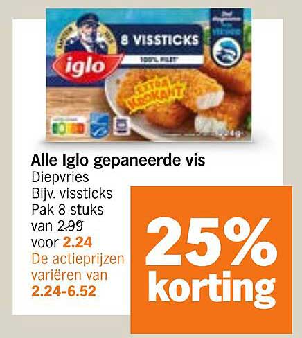 Alle Iglo gepaneerde vis