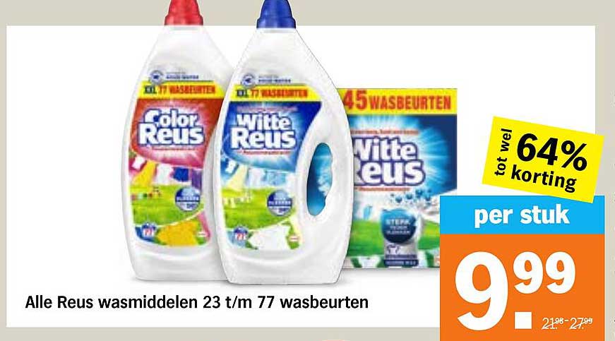 Alle Reus wasmiddelen 23 t/m 77 wasbeurten