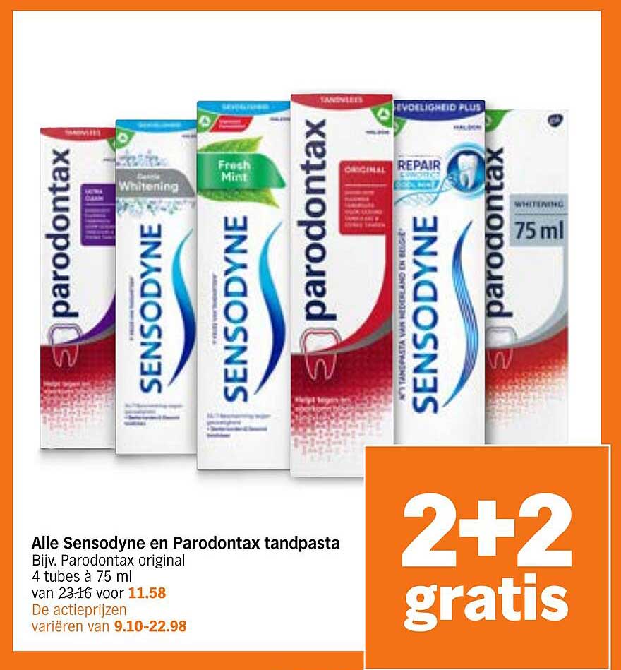 Alle Sensodyne en Parodontax tandpasta