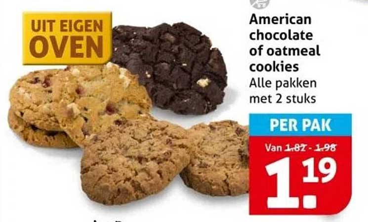 American chocolate of oatmeal cookies