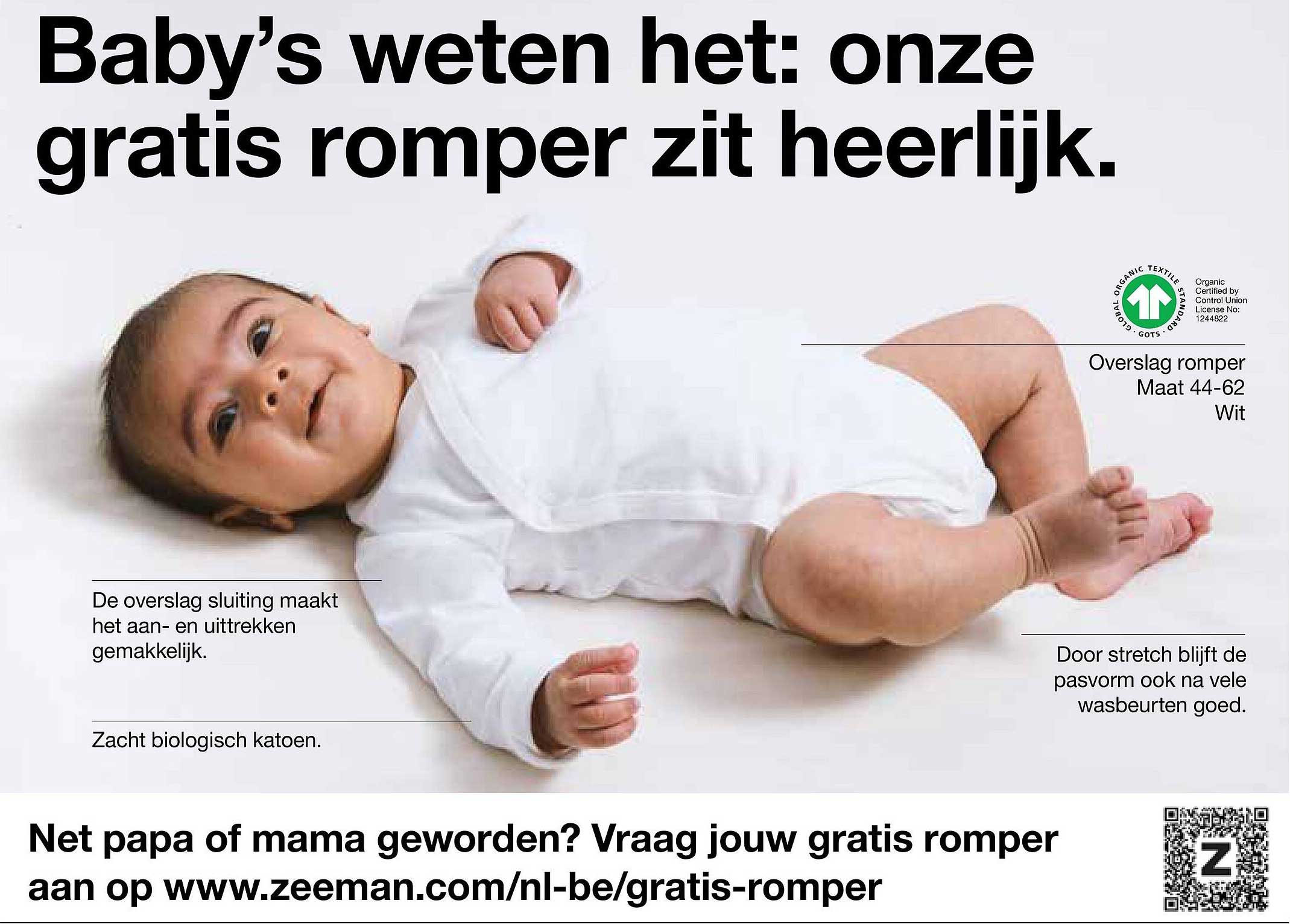 Baby’s weten het: onze gratis romper zit heerlijk.