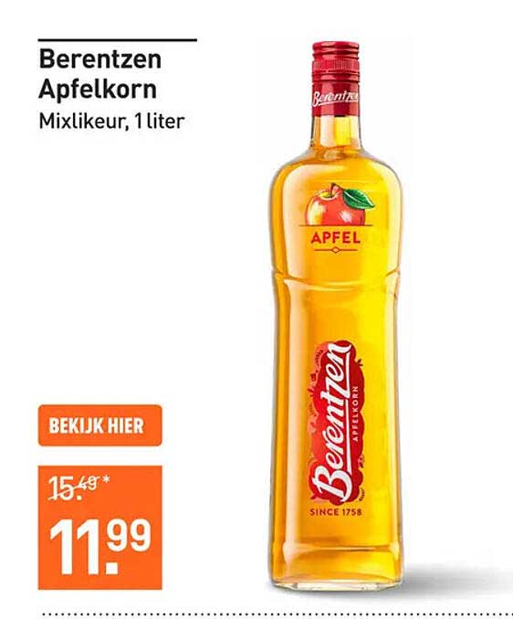 Berentzen Apfelkorn Mixlikeur, 1 liter