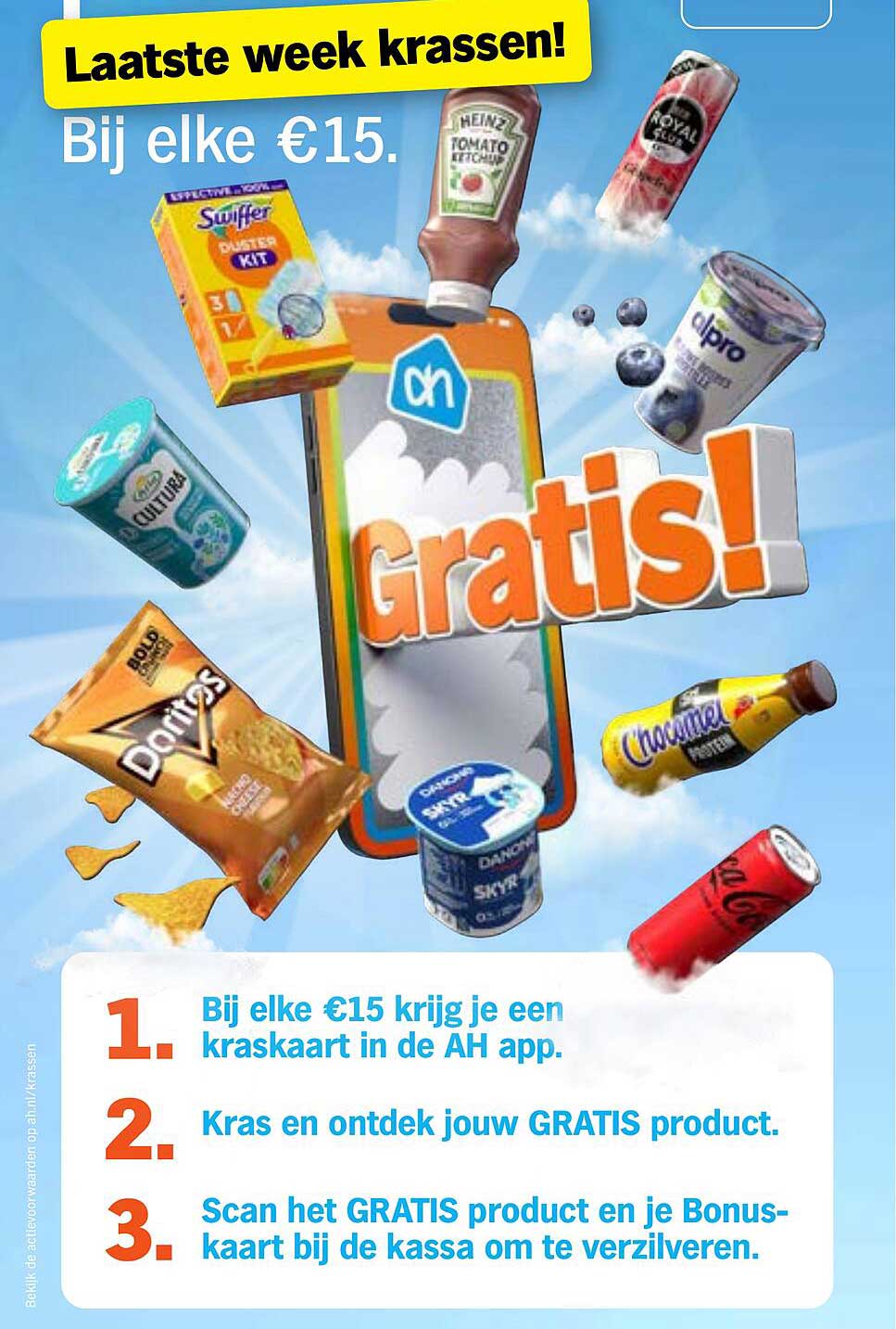 Bij elke €15 krijg je een kraskaart in de AH app!