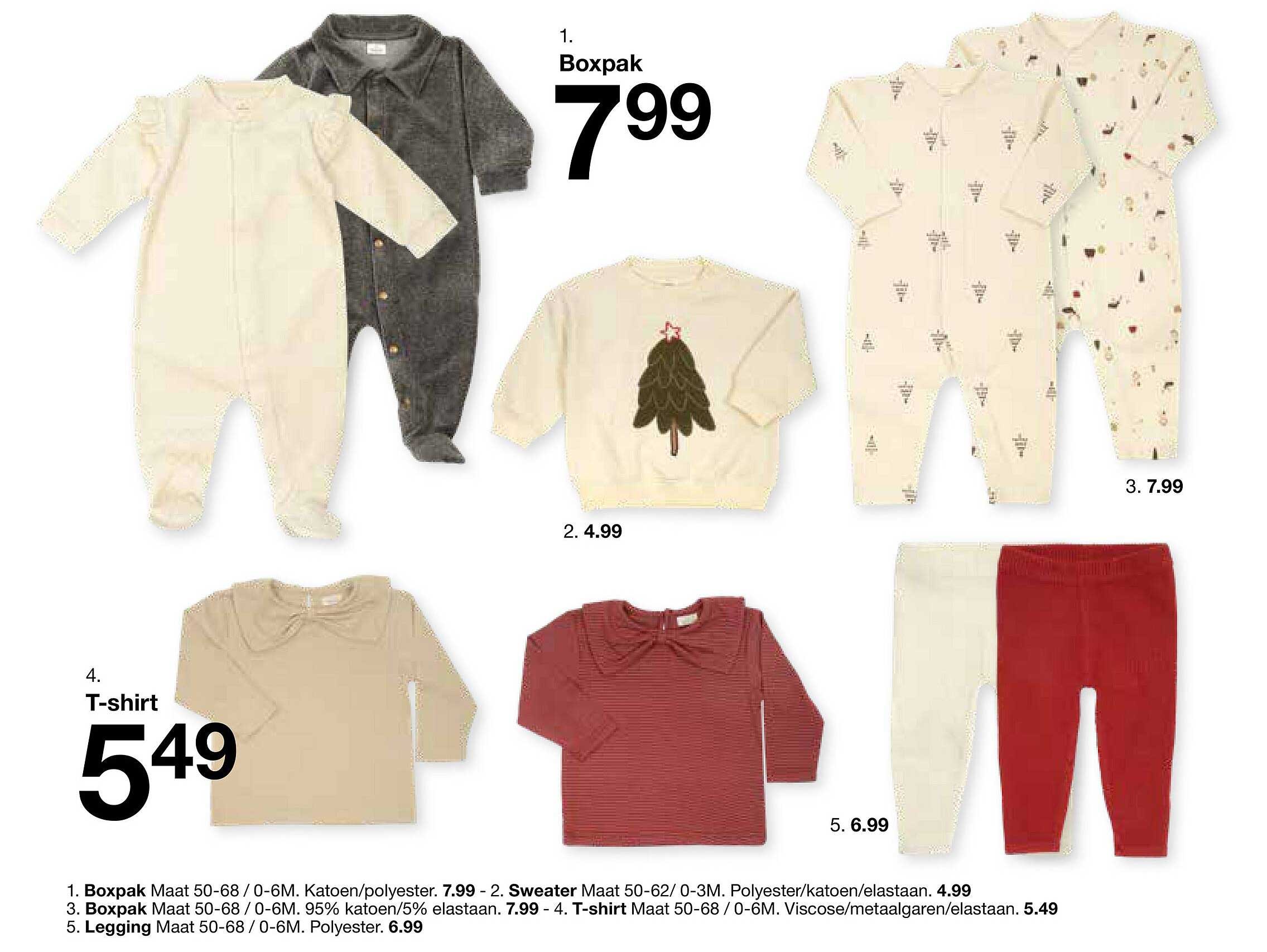 Boxpak Maat 50-68 / 0-6M. Katoen/poliester. 7.99
