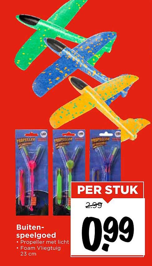 Buitenspeelgoed - Propeller met licht - Foam Vliegtuig 23 cm