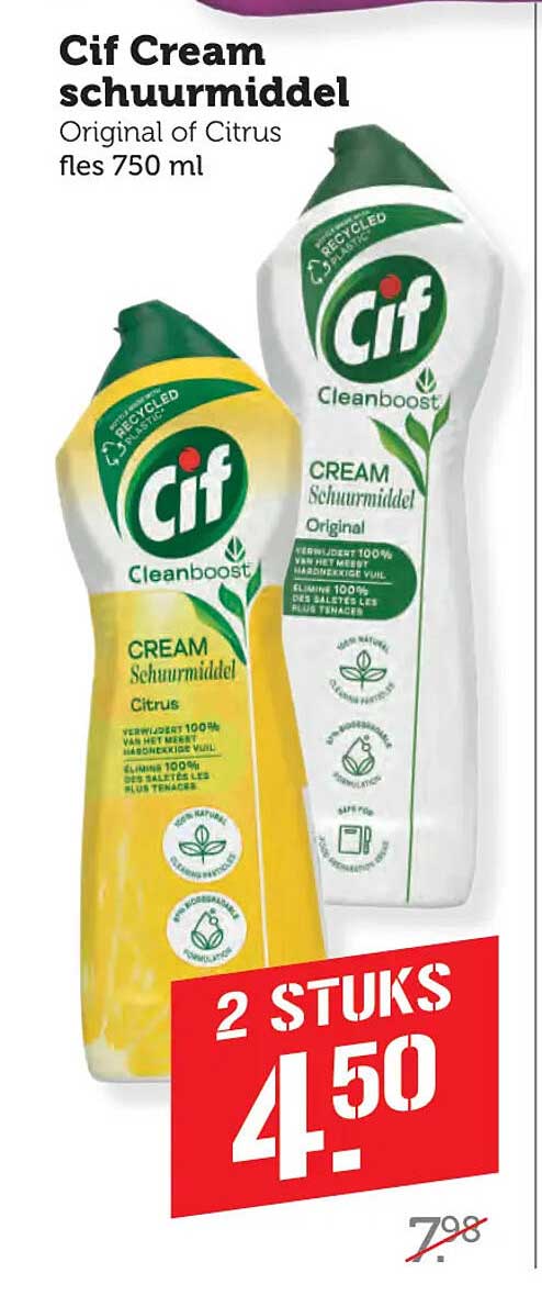 Cif Cream schuurmiddel Original of Citrus fles 750 ml