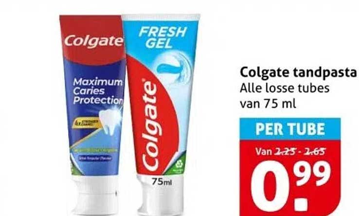 Colgate tandpasta Alle losse tubes van 75 ml
