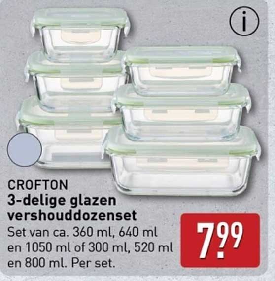 CROFTON 3-delige glazen vershouddozenset