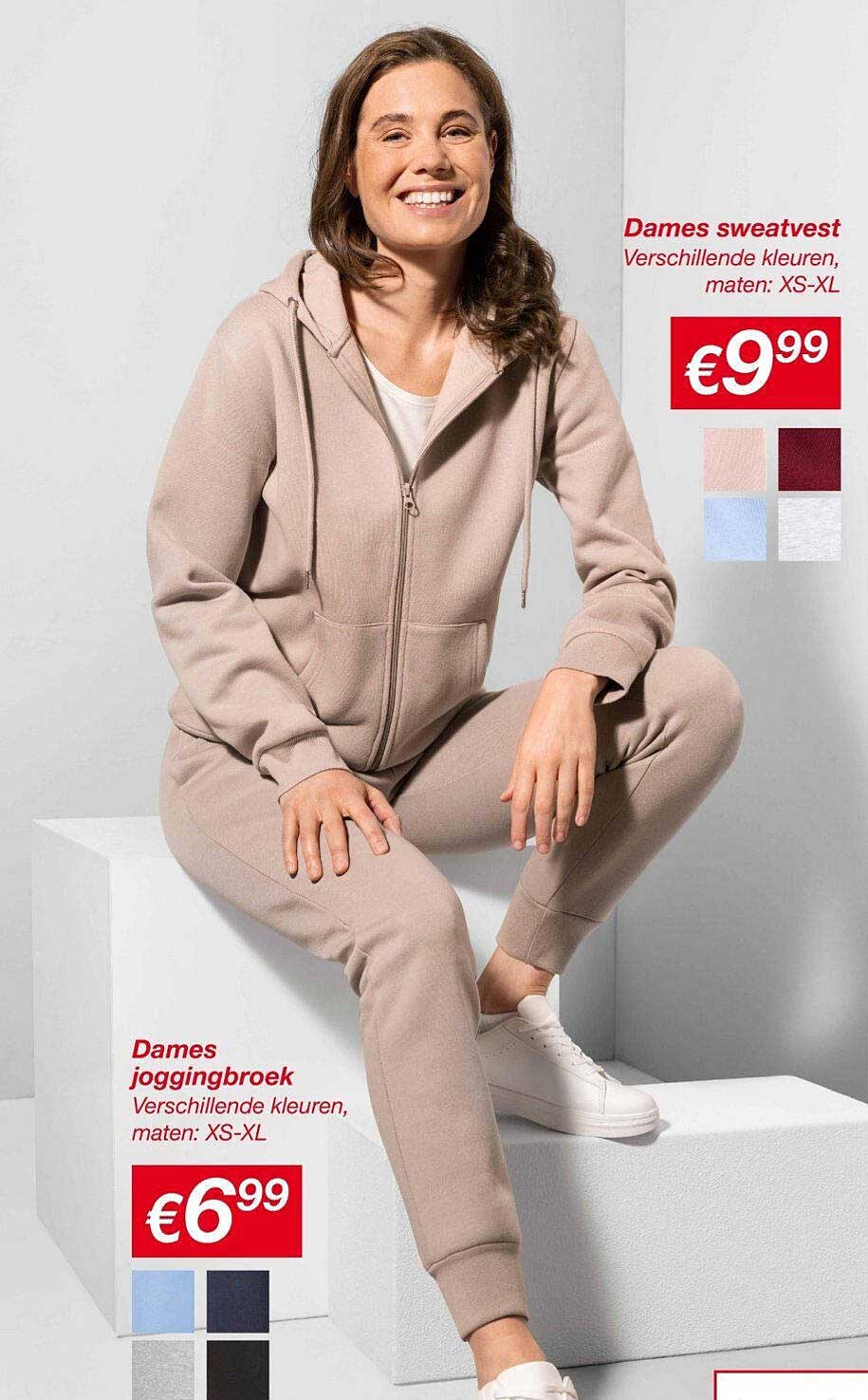 Dames sweatvest - €9.99 en Dames joggingbroek - €6.99
