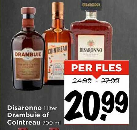 Disaronno 1 liter, Drambuie of Cointreau 700 ml