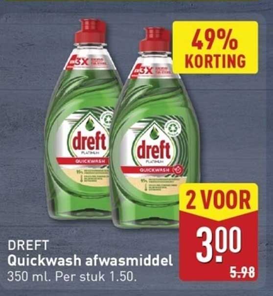 DREFT Quickwash afwasmiddel 350 ml. Per stuk 1.50