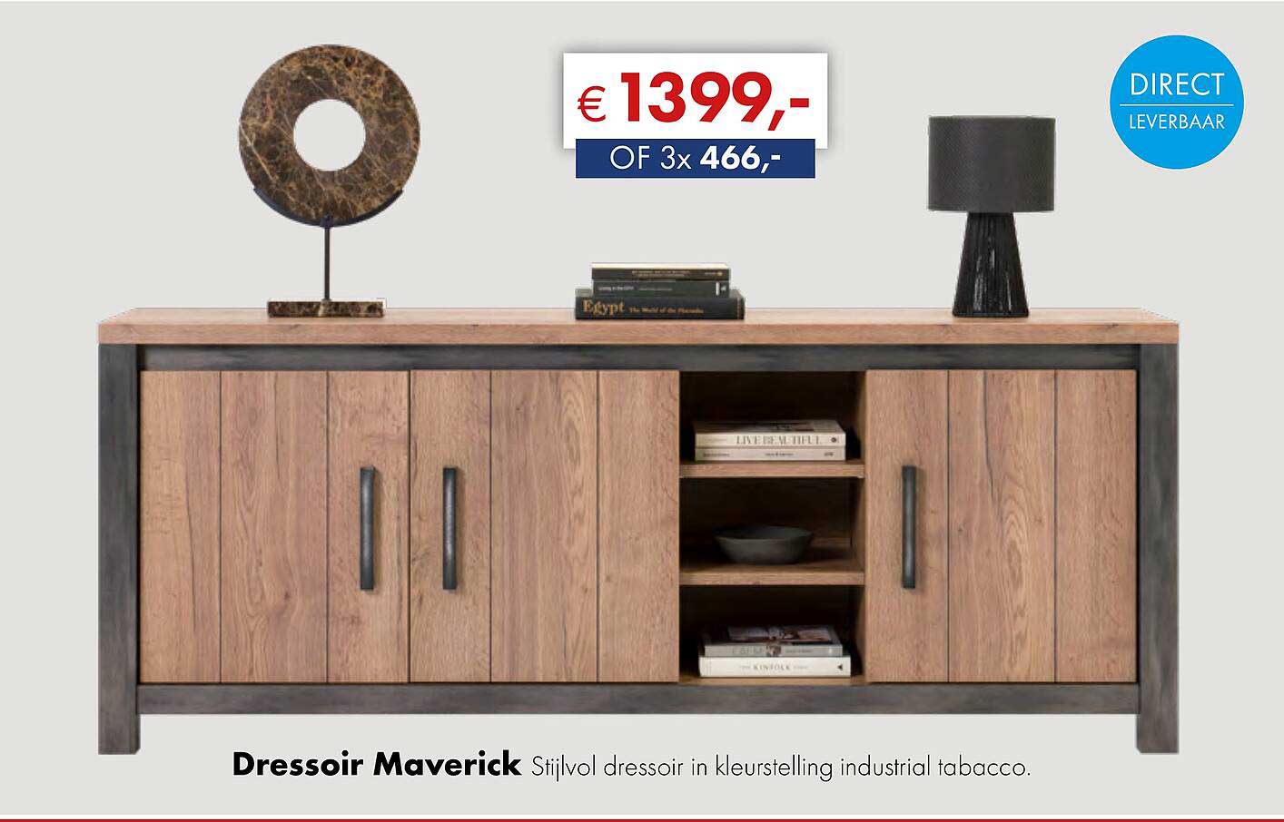 Dressoir Maverick Stijlvol dressoir in kleurstelling industrial tabacco.
