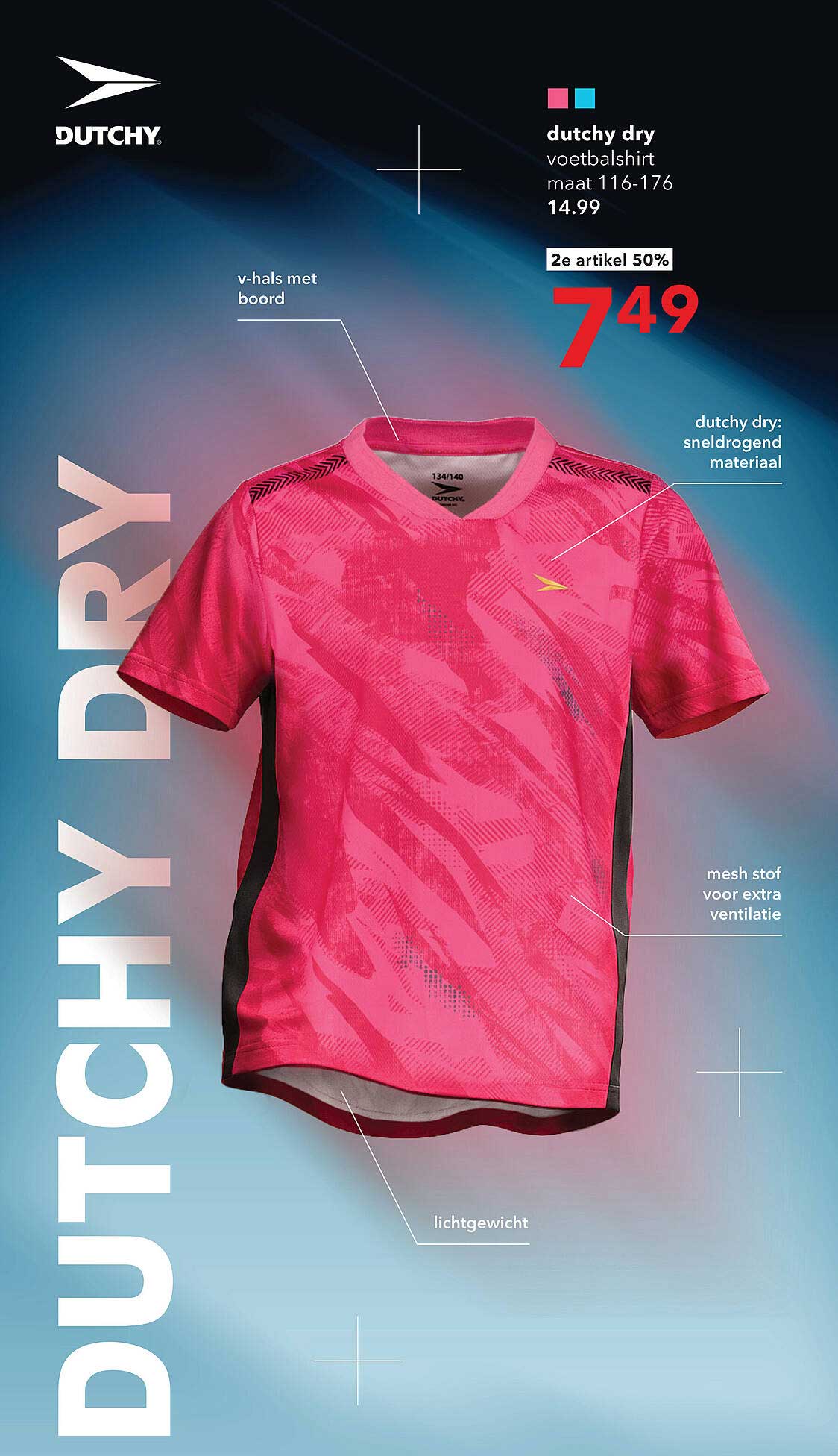dutchy dry voetbalshirt maat 116-176