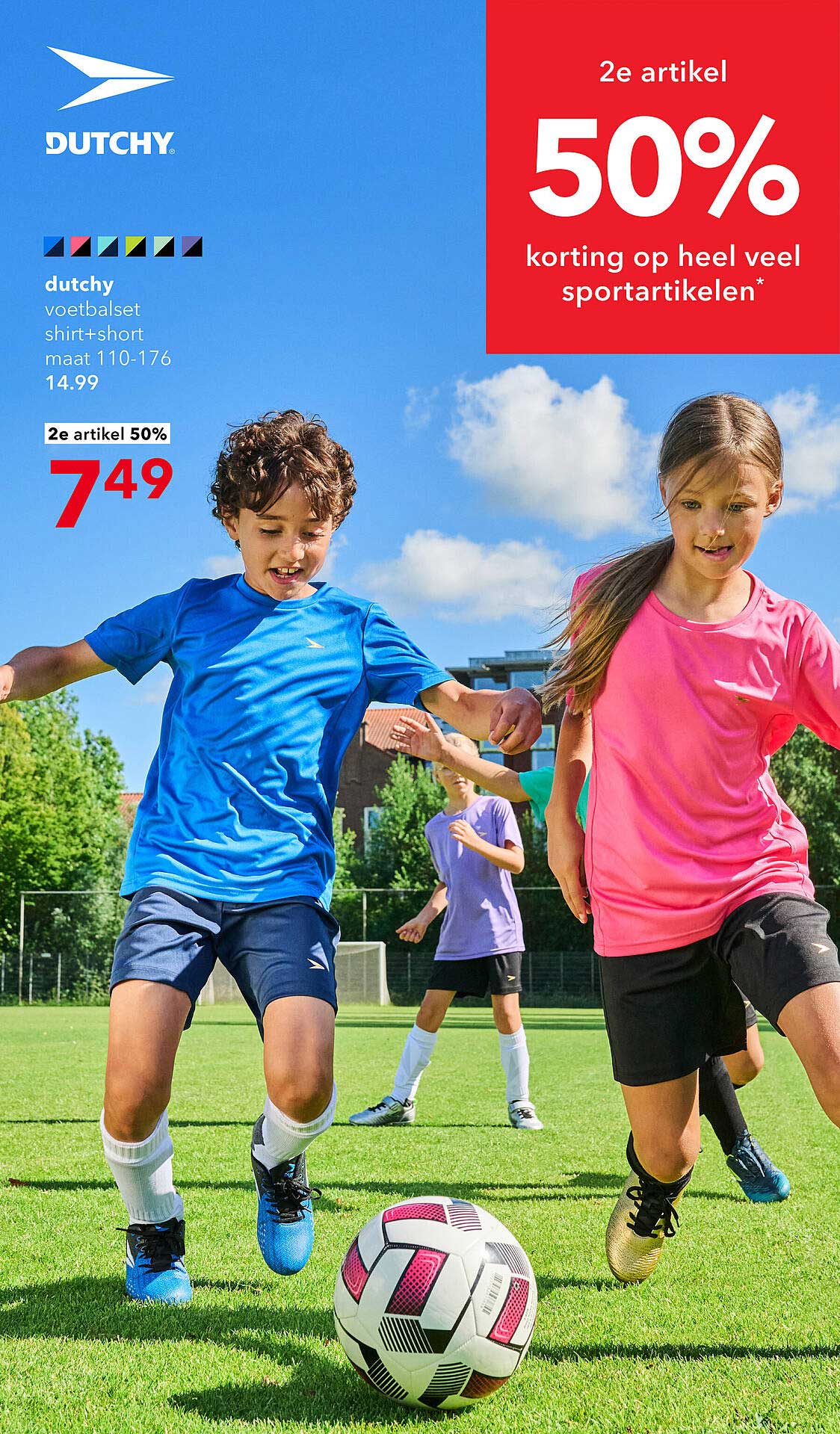 dutchy voetbalset shirt+short maat 110-176