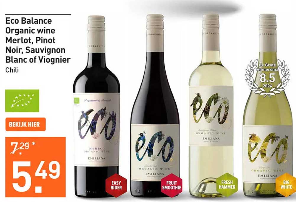 Eco Balance Organic wine Merlot, Pinot Noir, Sauvignon Blanc of Viognier