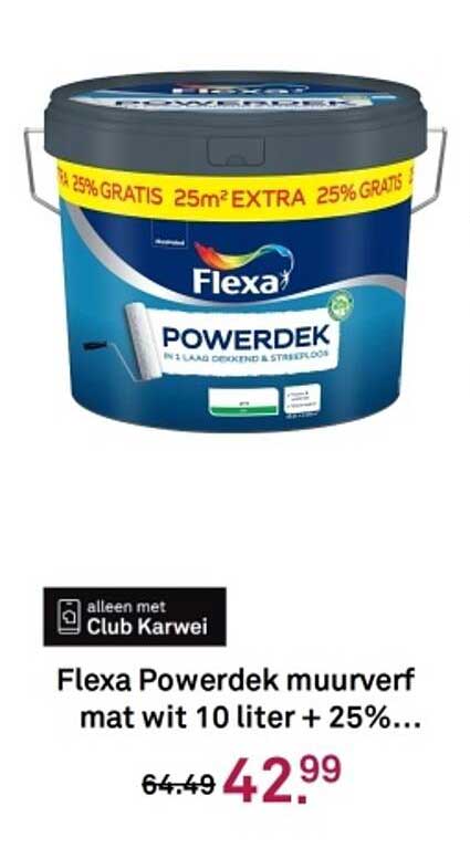 Flexa Powerdek muurverf mat wit 10 liter + 25% GRATIS