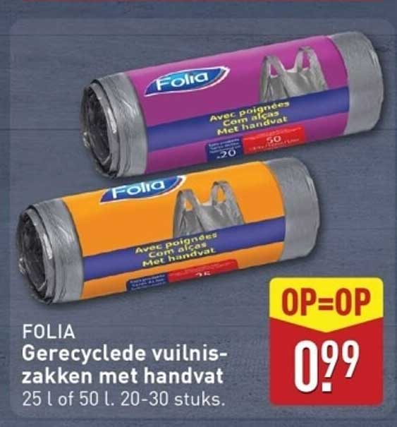 FOLIA Gerecyclede vuilnis-zakken met handvat
