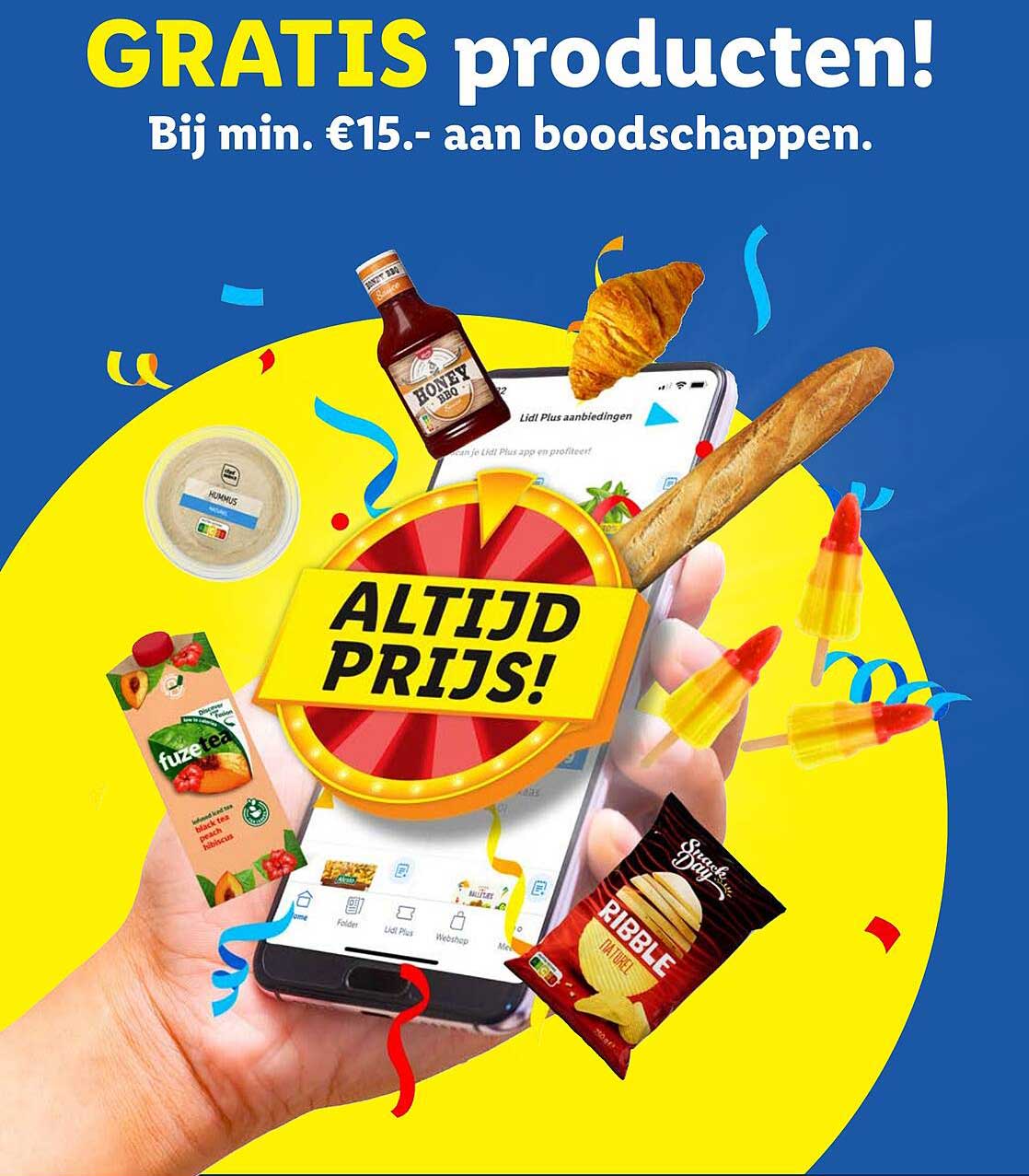 GRATIS producten! Bij min. €15.- aan boodschappen.