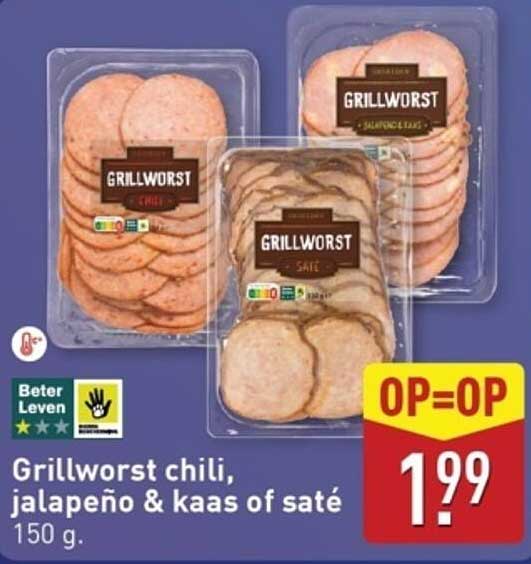 Grillworst chili, jalapeño & kaas of saté
