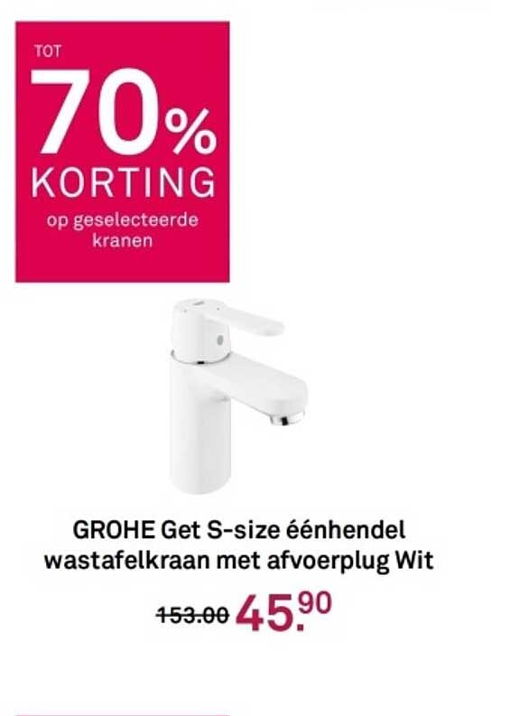 GROHE Get S-size éénhendel wastafelkraan met afvoerplug Wit